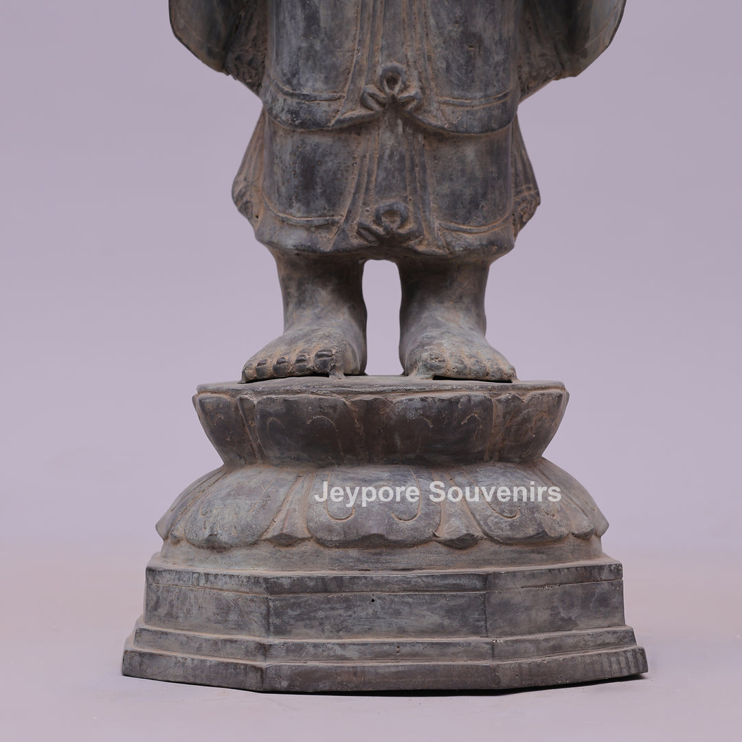 Standing Buddha Bronze Statue in the Abhaya Mudra