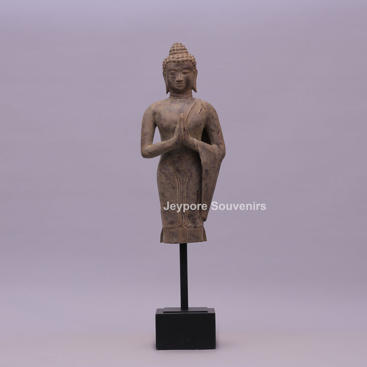 Standing Thai Dvaravati Buddha Bronze Statue