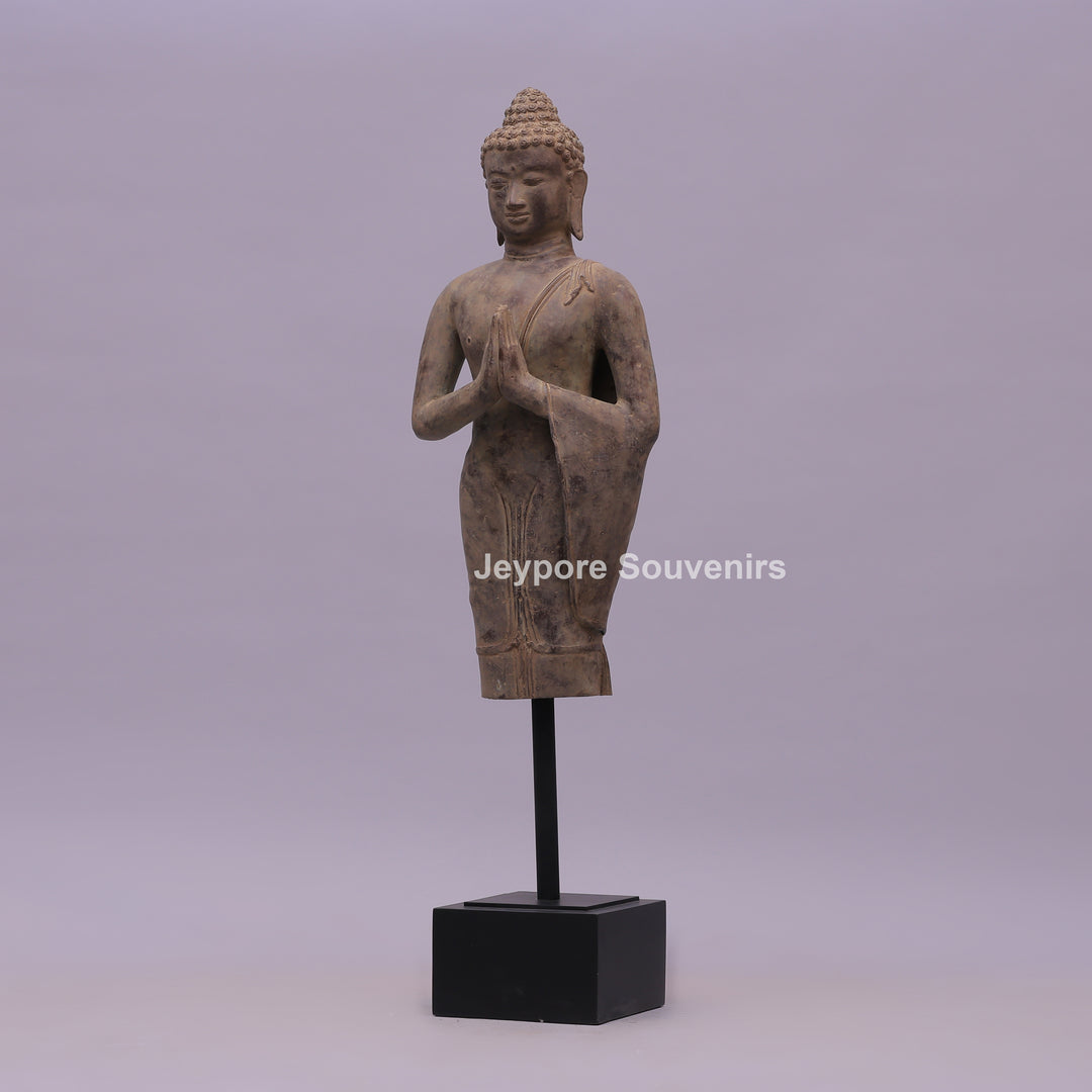 Standing Thai Dvaravati Buddha Bronze Statue