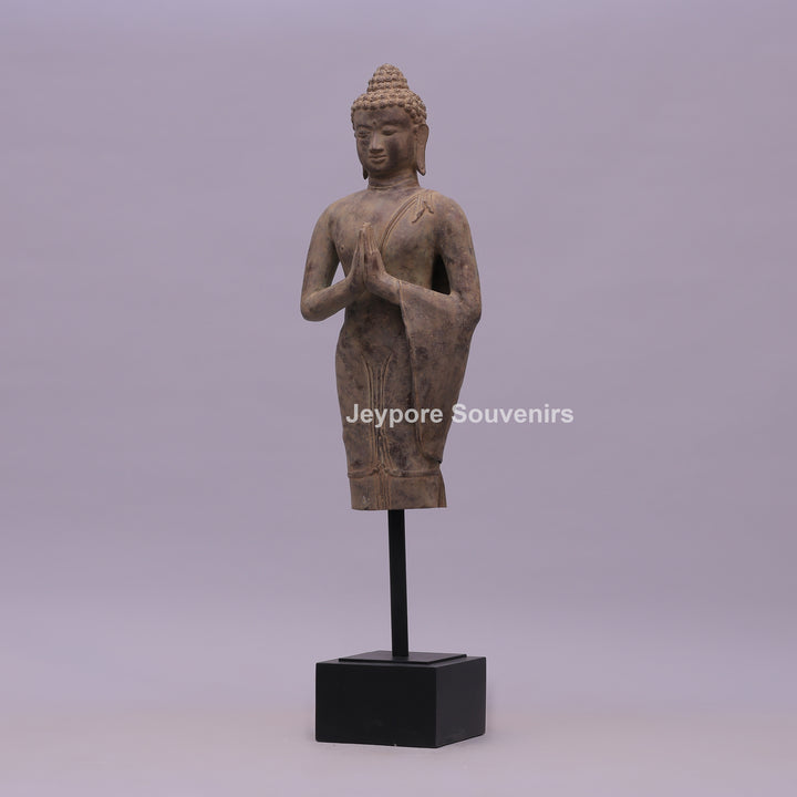 Standing Thai Dvaravati Buddha Bronze Statue