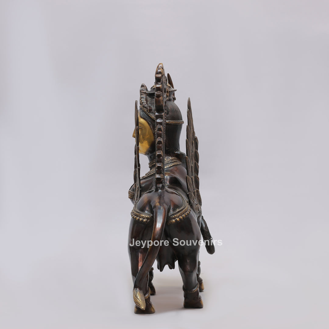 Handcrafted Brass Kamadhenu Statue with Wings &amp; Ornate Tail