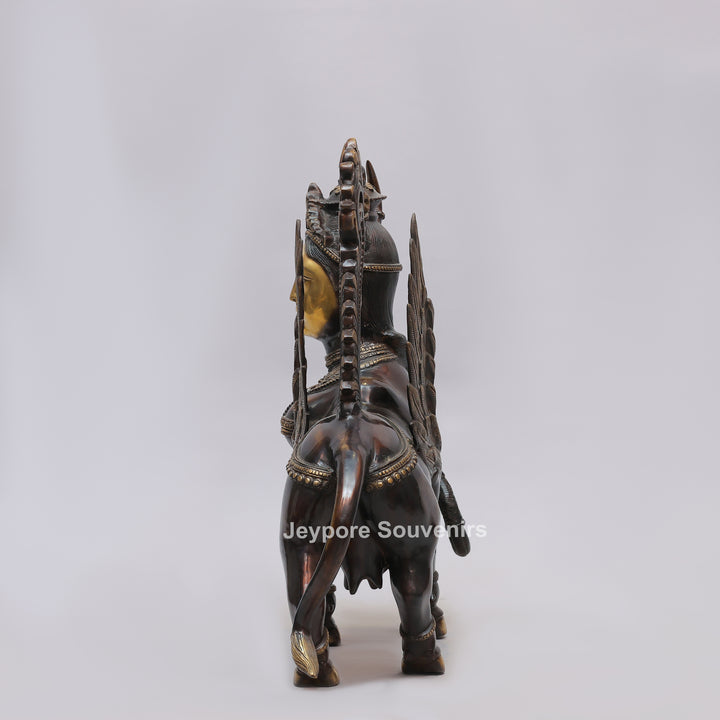 Handcrafted Brass Kamadhenu Statue with Wings &amp; Ornate Tail