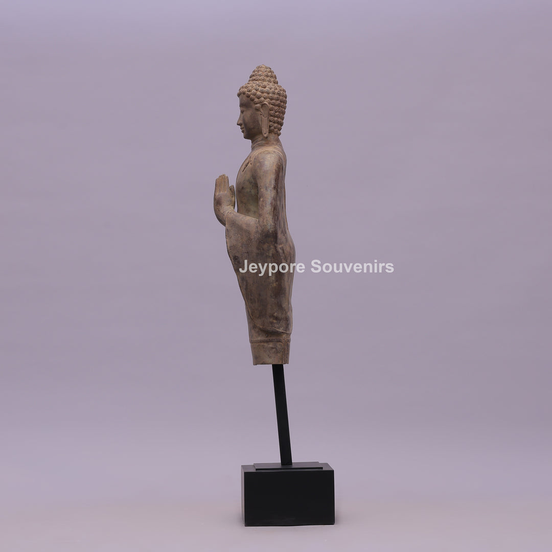 Standing Thai Dvaravati Buddha Bronze Statue