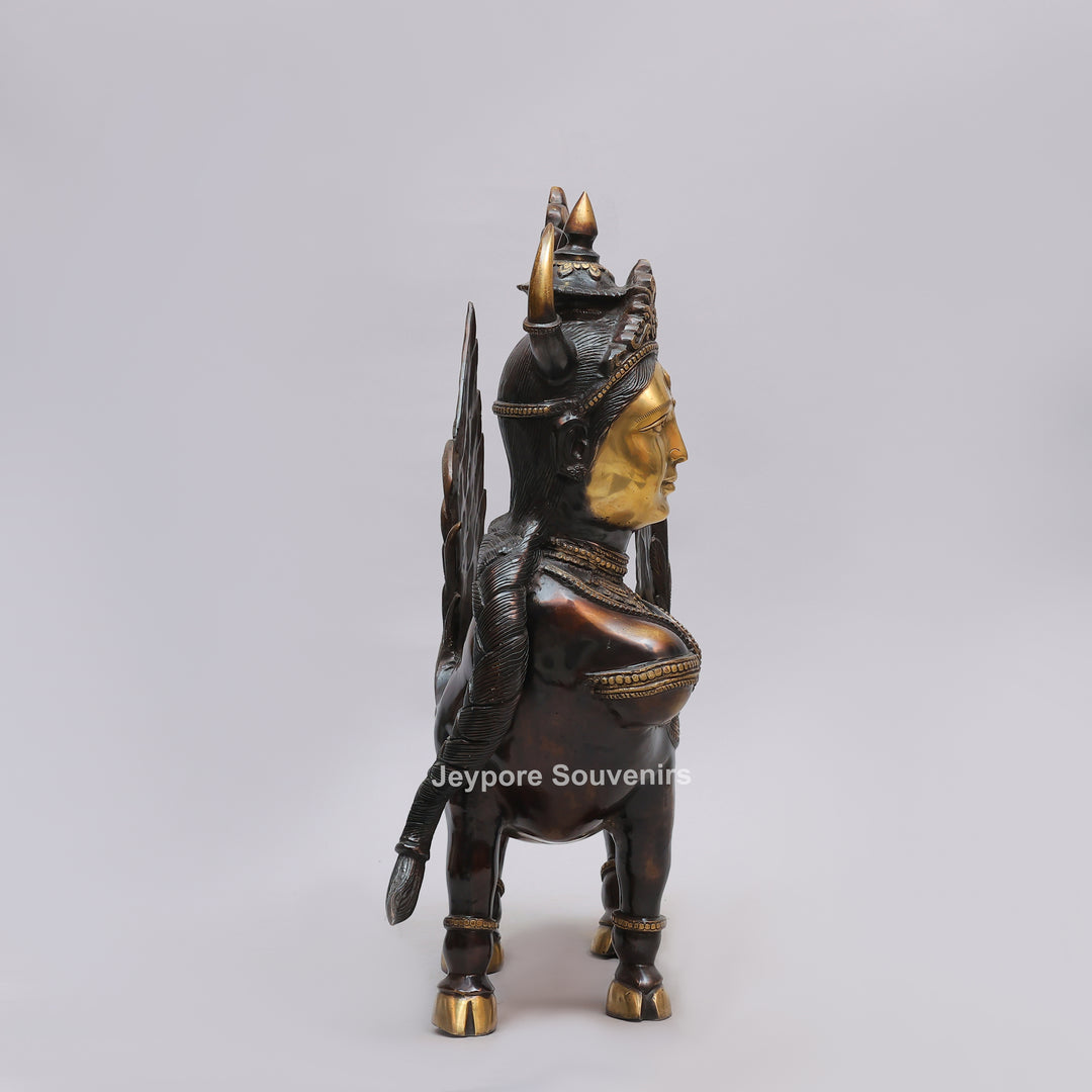 Handcrafted Brass Kamadhenu Statue with Wings &amp; Ornate Tail