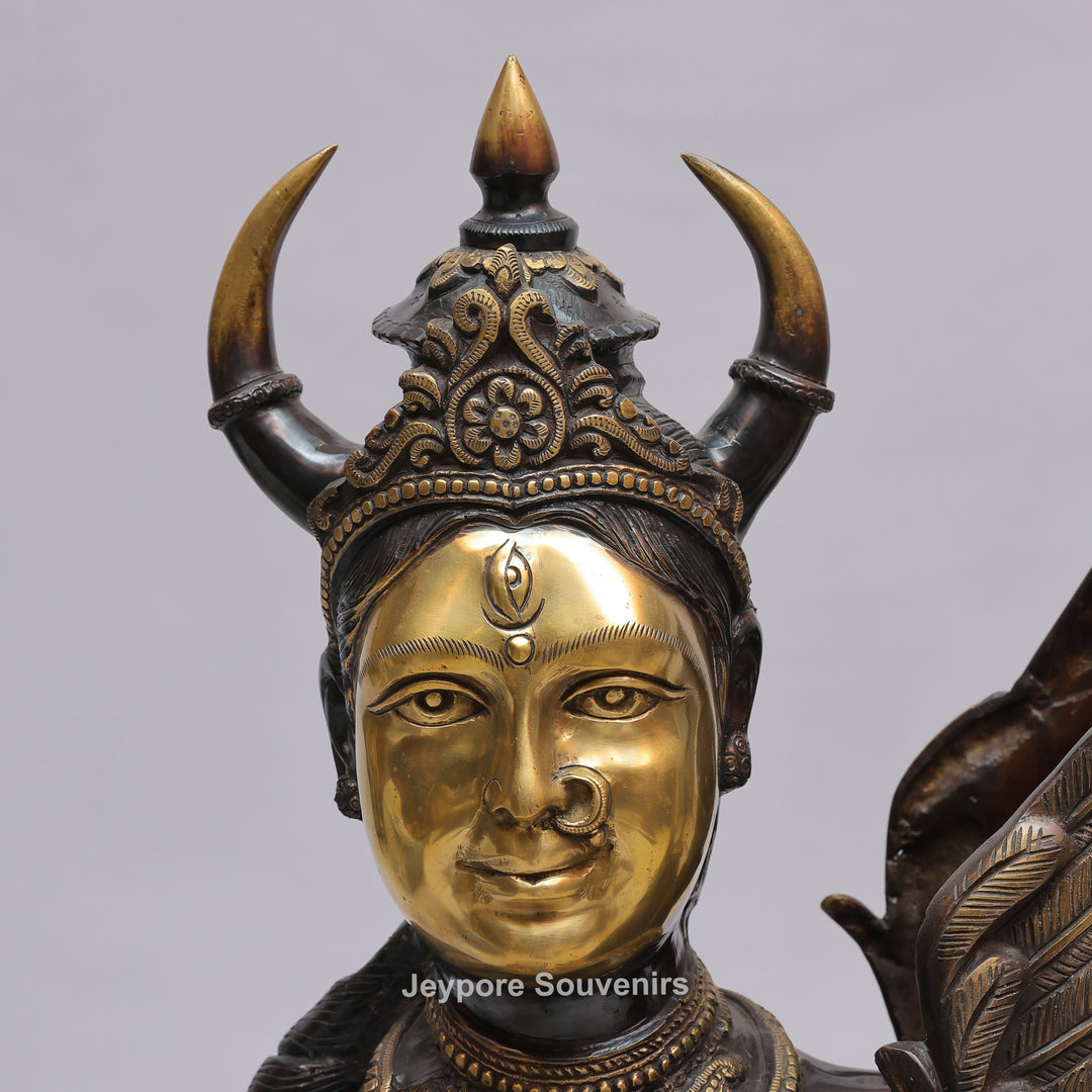 Handcrafted Brass Kamadhenu Statue with Wings &amp; Ornate Tail