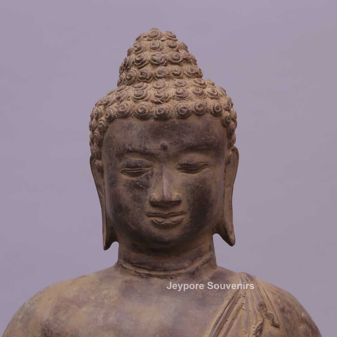Standing Thai Dvaravati Buddha Bronze Statue