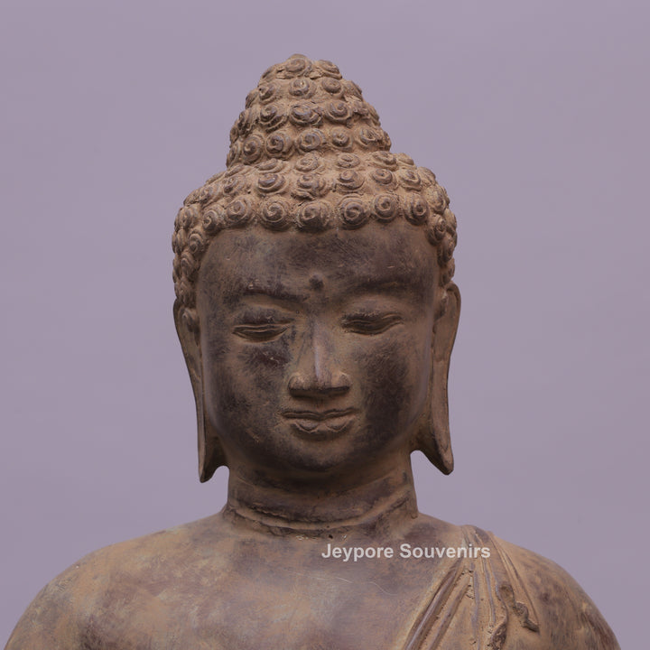 Standing Thai Dvaravati Buddha Bronze Statue