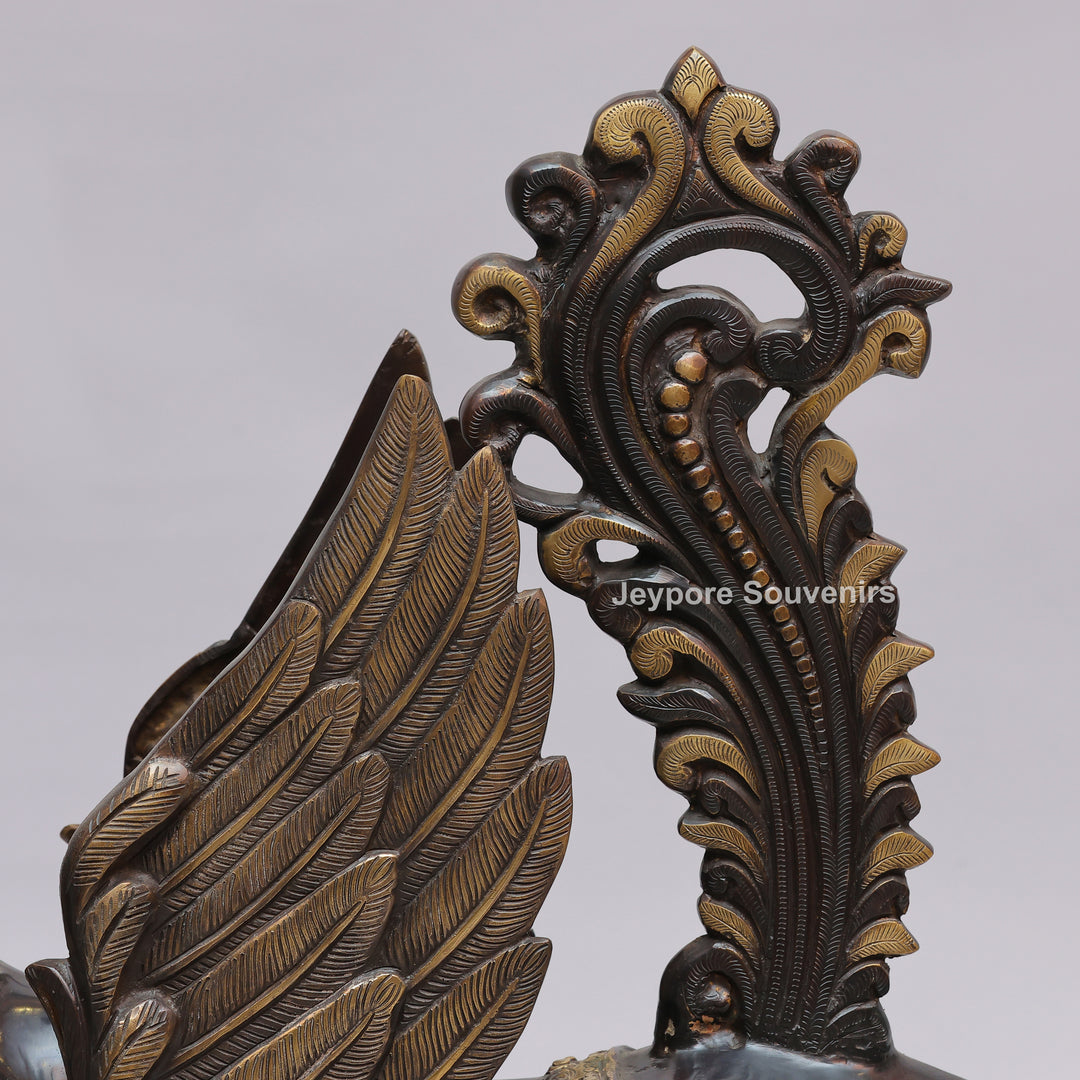 Handcrafted Brass Kamadhenu Statue with Wings &amp; Ornate Tail