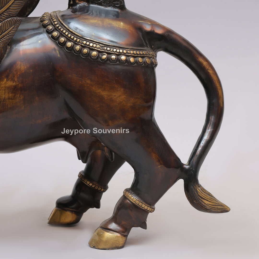 Handcrafted Brass Kamadhenu Statue with Wings &amp; Ornate Tail