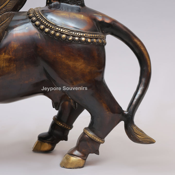 Handcrafted Brass Kamadhenu Statue with Wings &amp; Ornate Tail