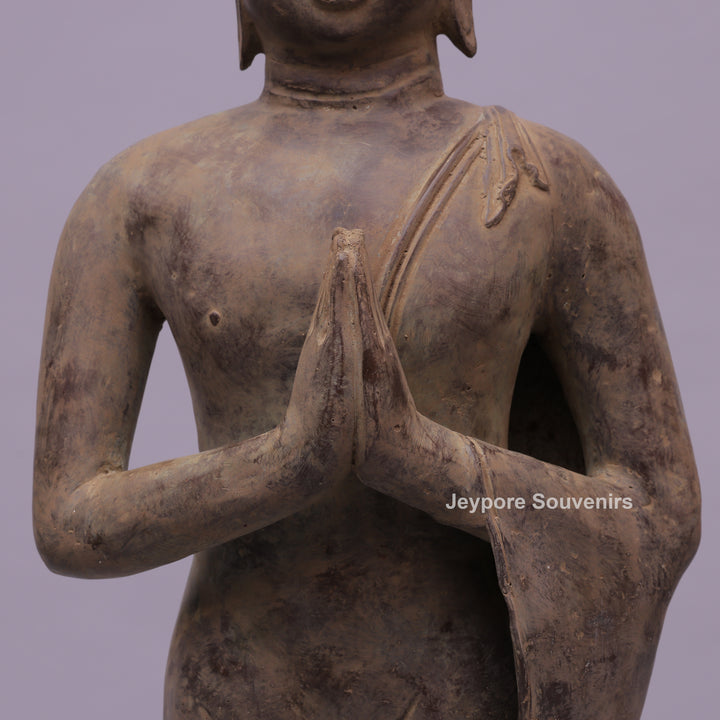 Standing Thai Dvaravati Buddha Bronze Statue