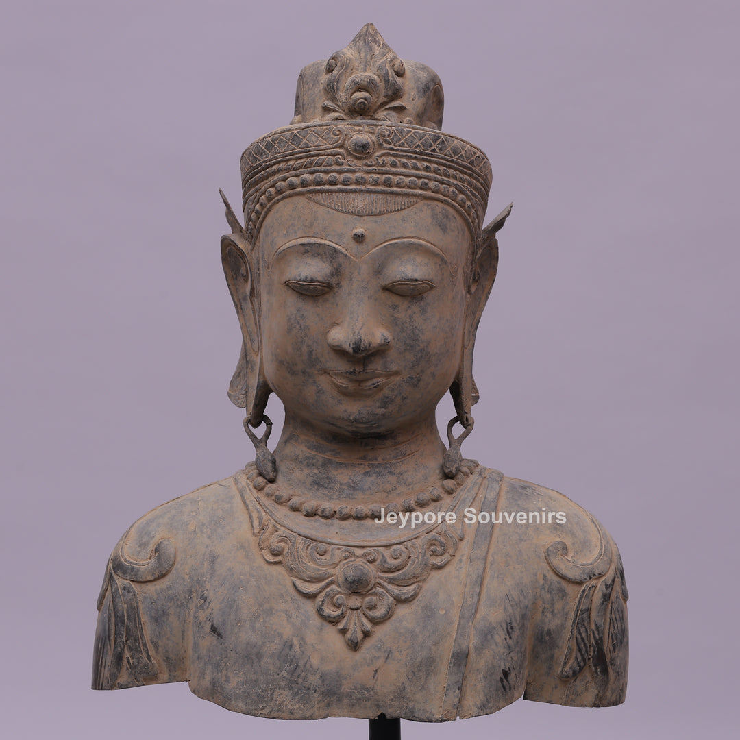 Thai Buddha Head Fragment Ayutthaya Bronze Statue
