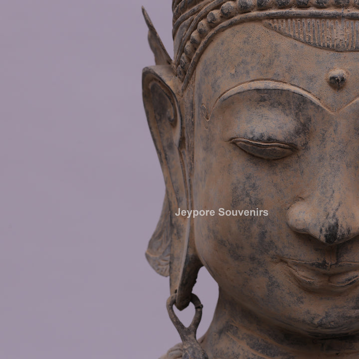 Thai Buddha Head Fragment Ayutthaya Bronze Statue
