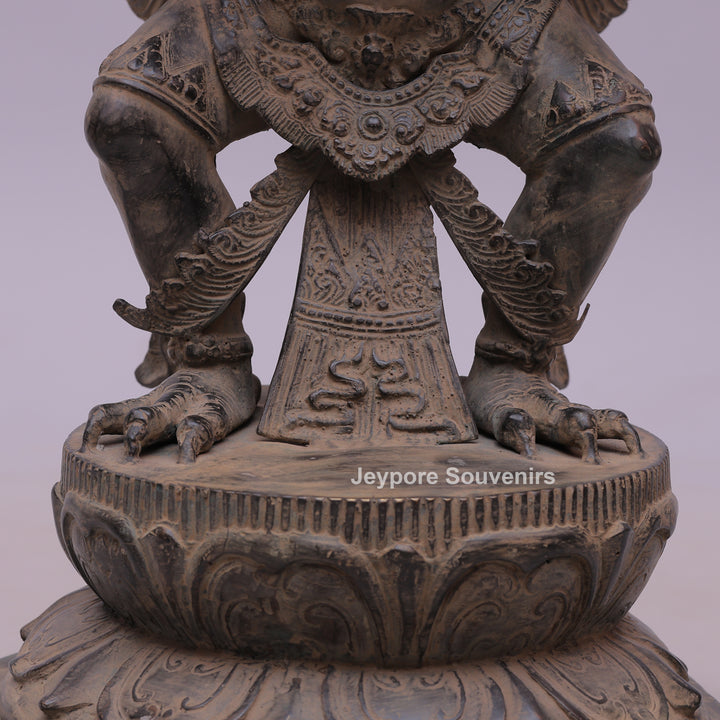 Lord Vishnu Seated on Shoulders of Garuda - Bronze Sculpture