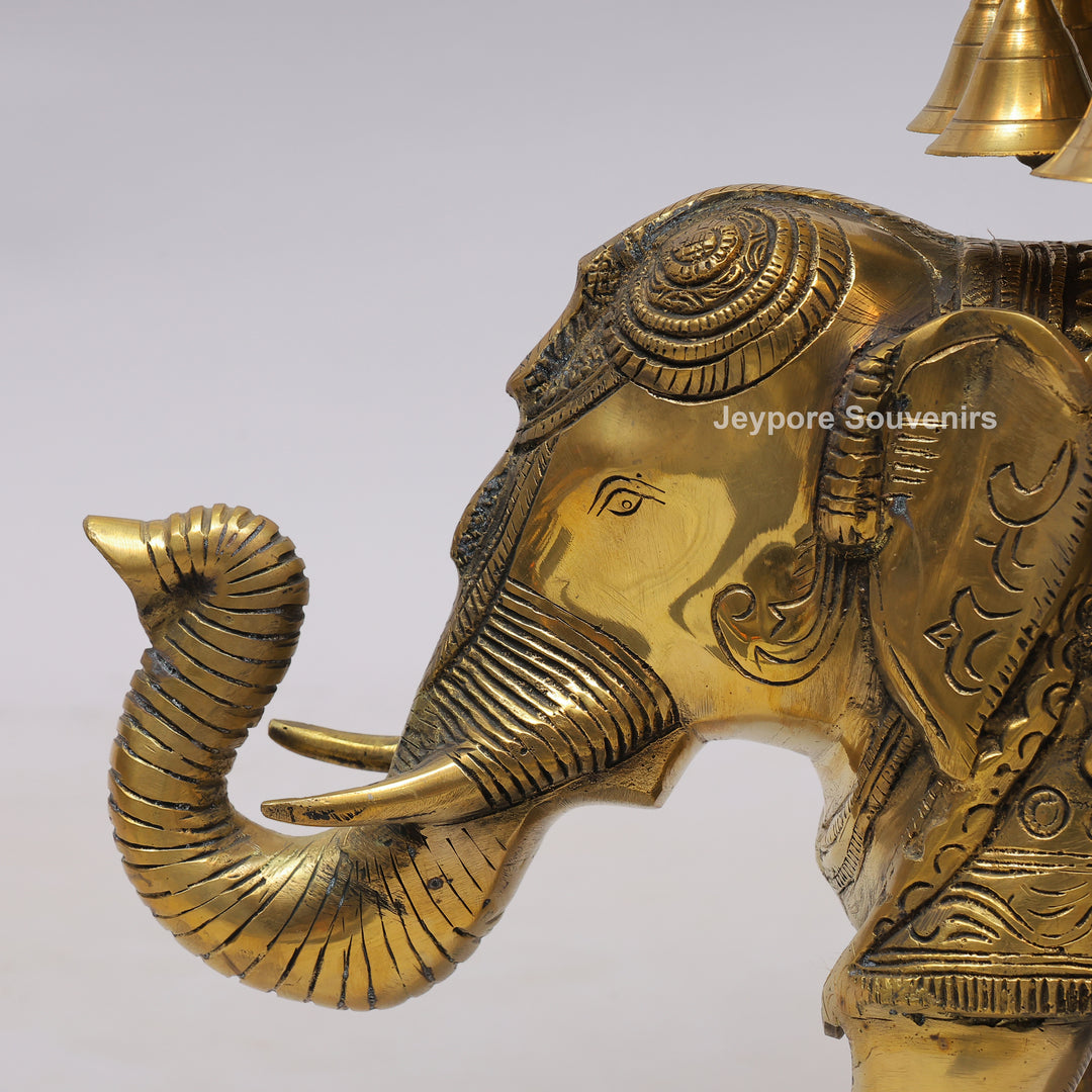 Handcrafted Brass Elephant Urli Bowl with Hanging Bells