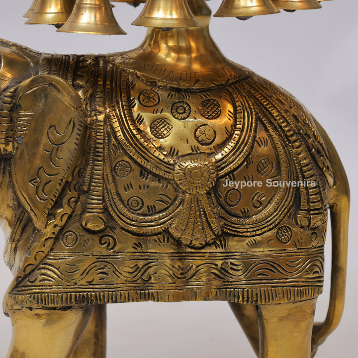 Handcrafted Brass Elephant Urli Bowl with Hanging Bells