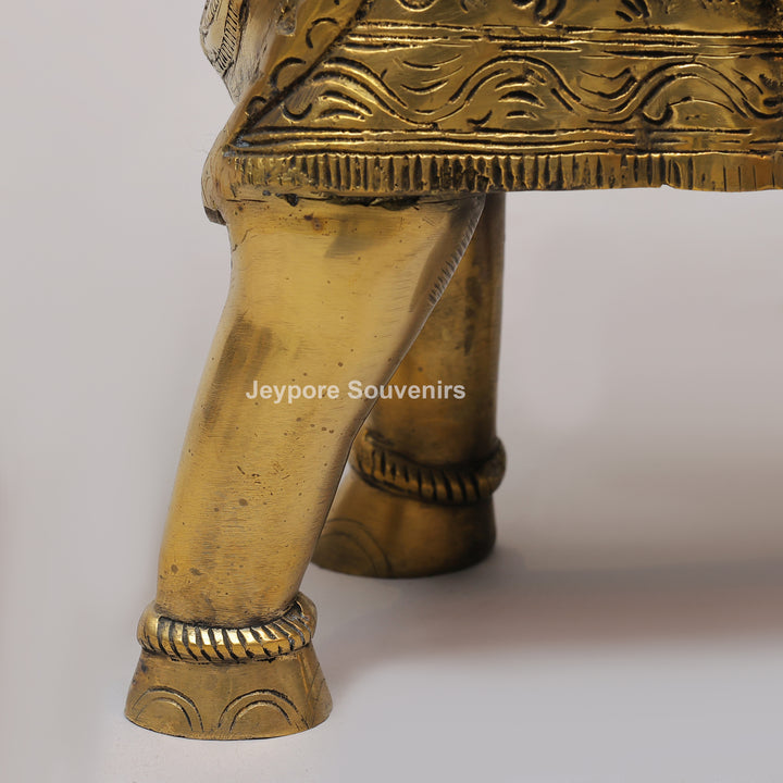 Handcrafted Brass Elephant Urli Bowl with Hanging Bells