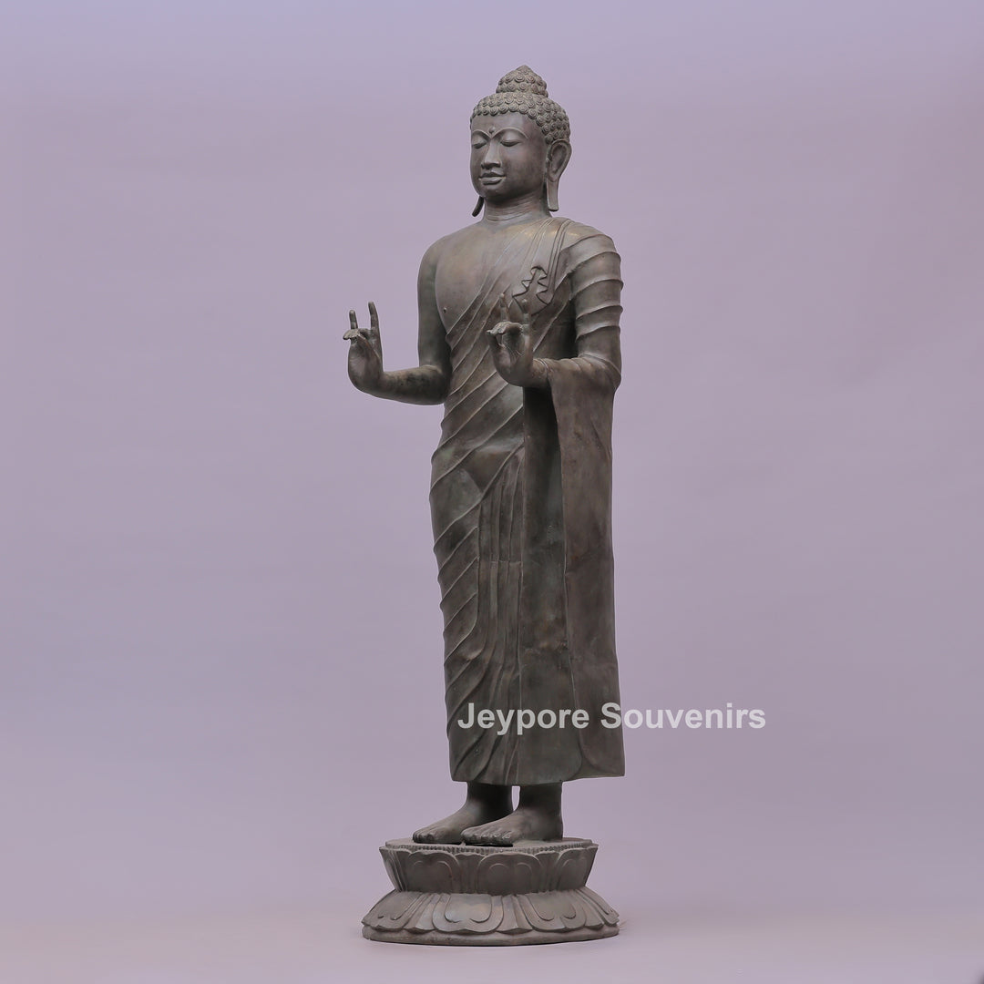 Standing Buddha Ancient Gandhara Style Bronze Statue