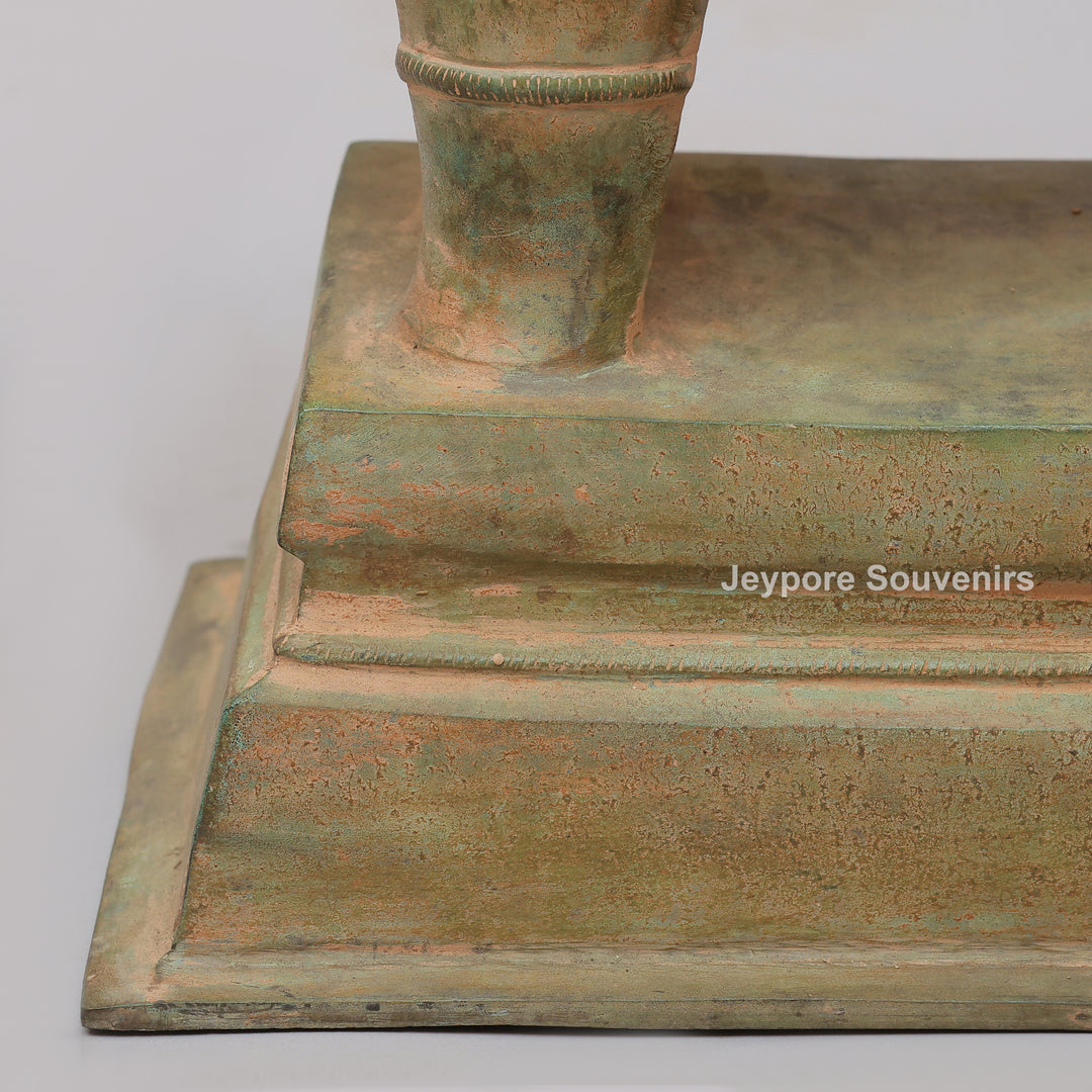 Handcrafted Brass Airavata (Elephant) Statue with Ornate Canopy