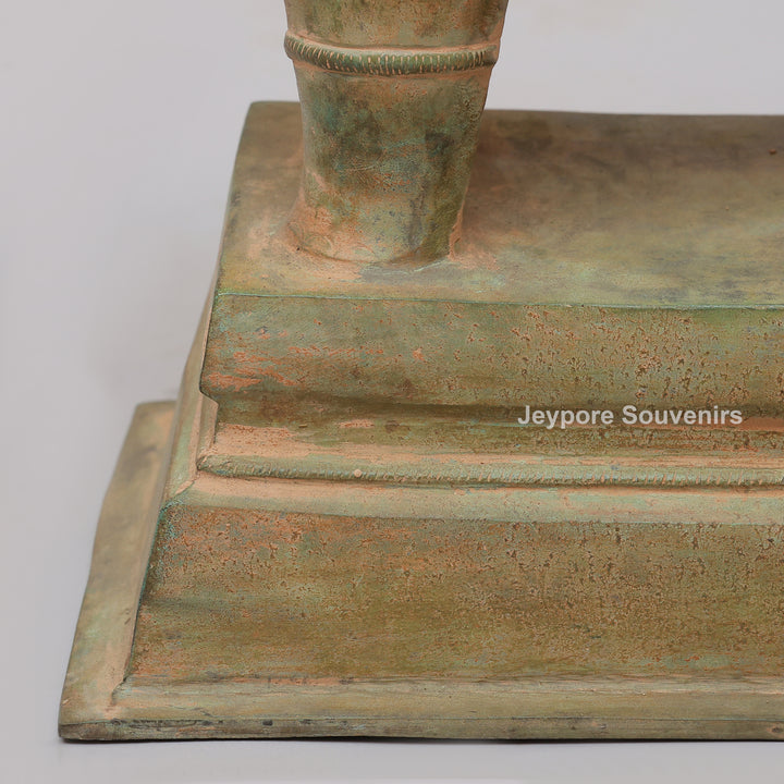 Handcrafted Brass Airavata (Elephant) Statue with Ornate Canopy