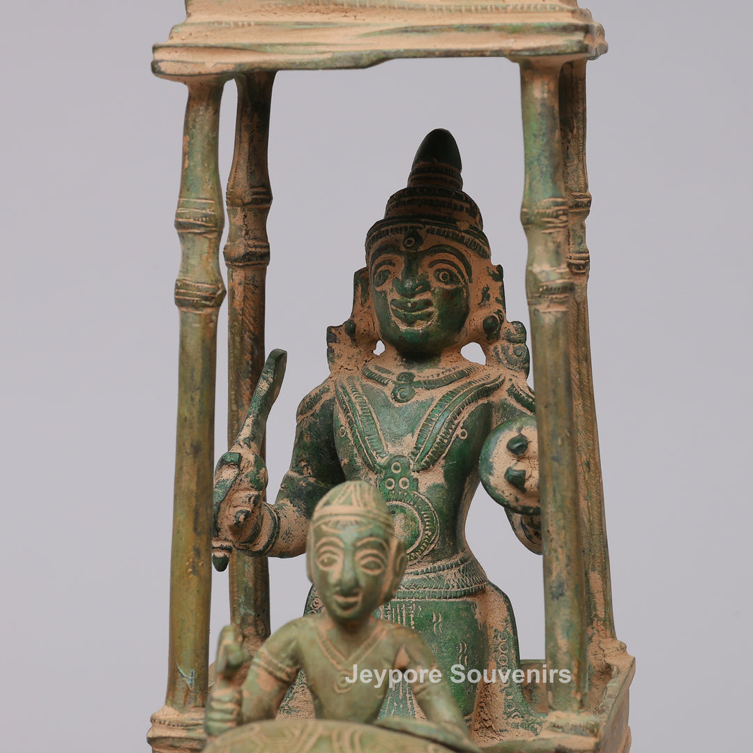 Handcrafted Brass Airavata (Elephant) Statue with Ornate Canopy