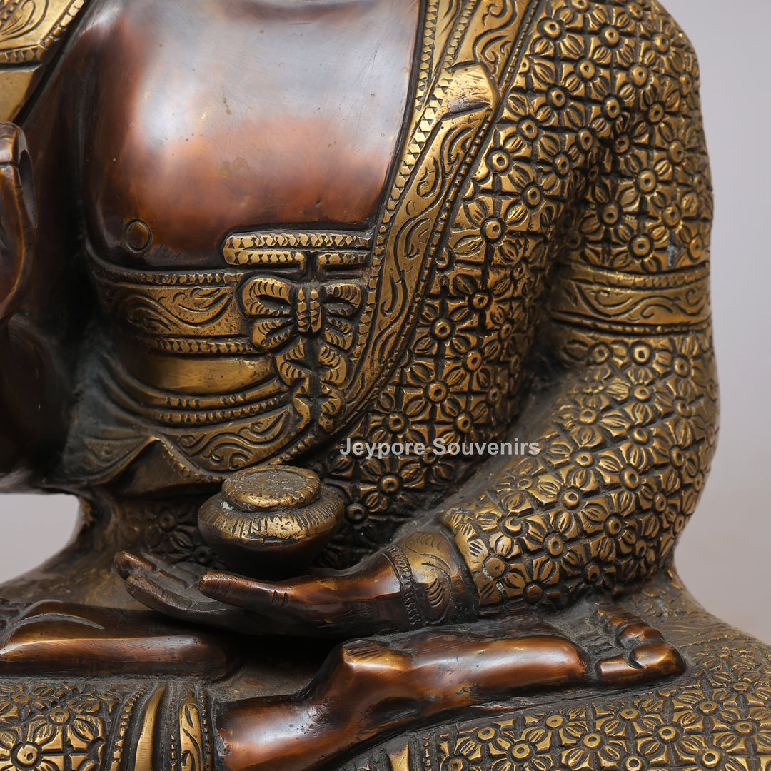 Handcrafted Brass Buddha Statue Under Bodhi Tree