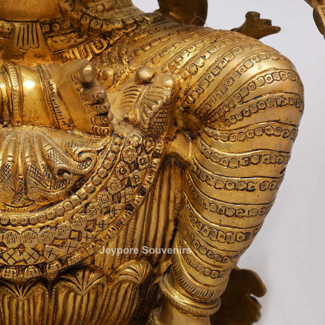Handcrafted Brass Goddess Saraswati Statue with Veena7 Hamsa Pedestal