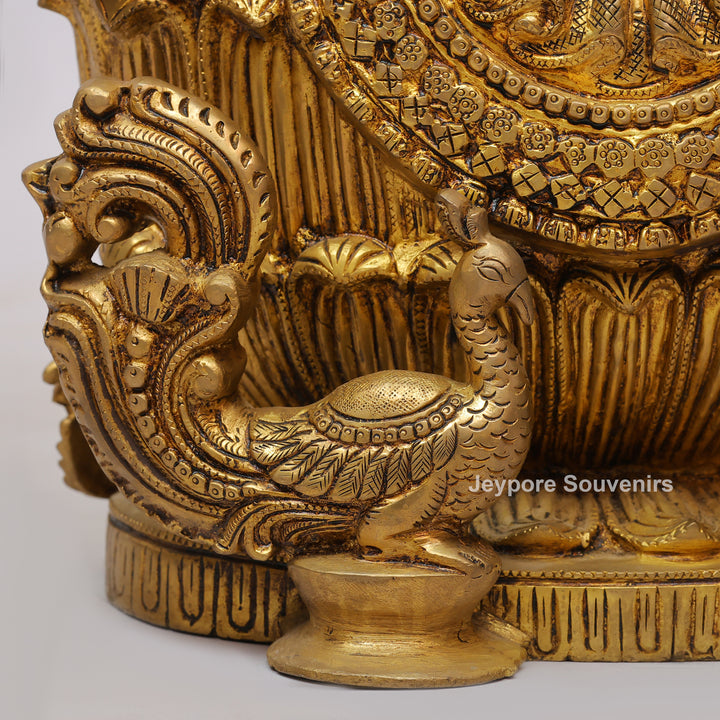 Handcrafted Brass Goddess Saraswati Statue with Veena7 Hamsa Pedestal