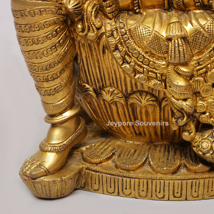 Handcrafted Brass Goddess Lakshmi Statue with Lotus Throne