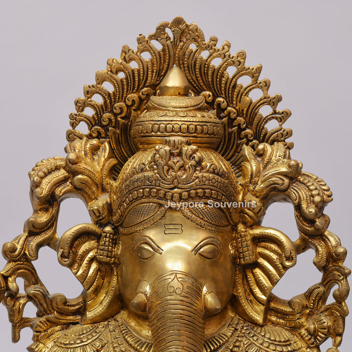 Handcrafted Brass Four-Armed Lord Ganesha Statue on Lotus Pedestal