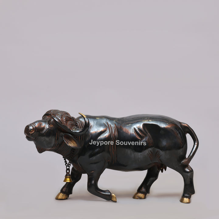 Handcrafted Brass Standing Buffalo Sculpture