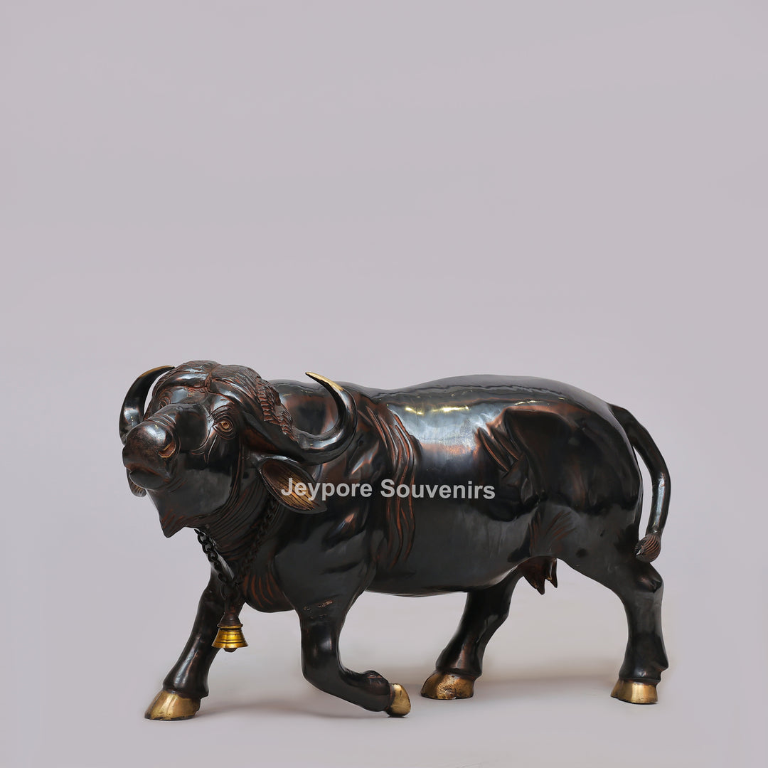Handcrafted Brass Standing Buffalo Sculpture