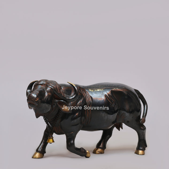 Handcrafted Brass Standing Buffalo Sculpture