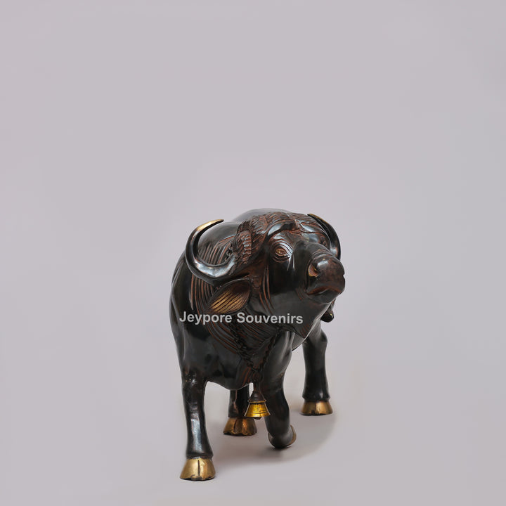 Handcrafted Brass Standing Buffalo Sculpture