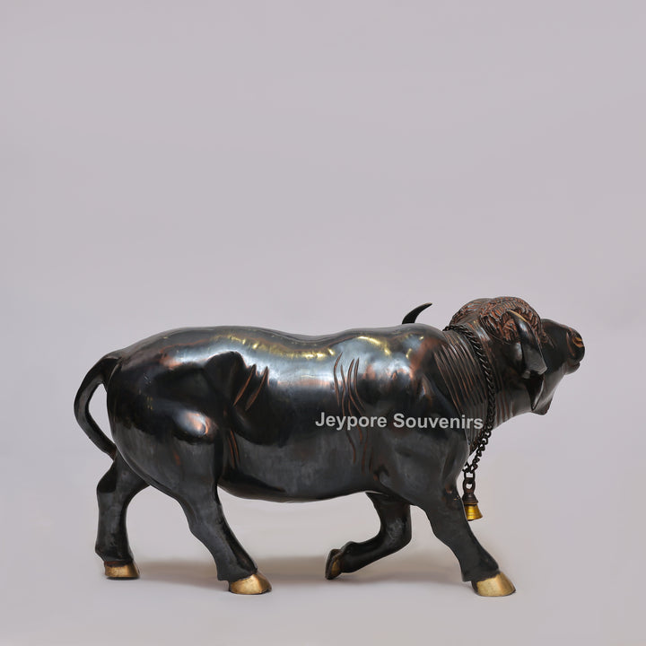 Handcrafted Brass Standing Buffalo Sculpture