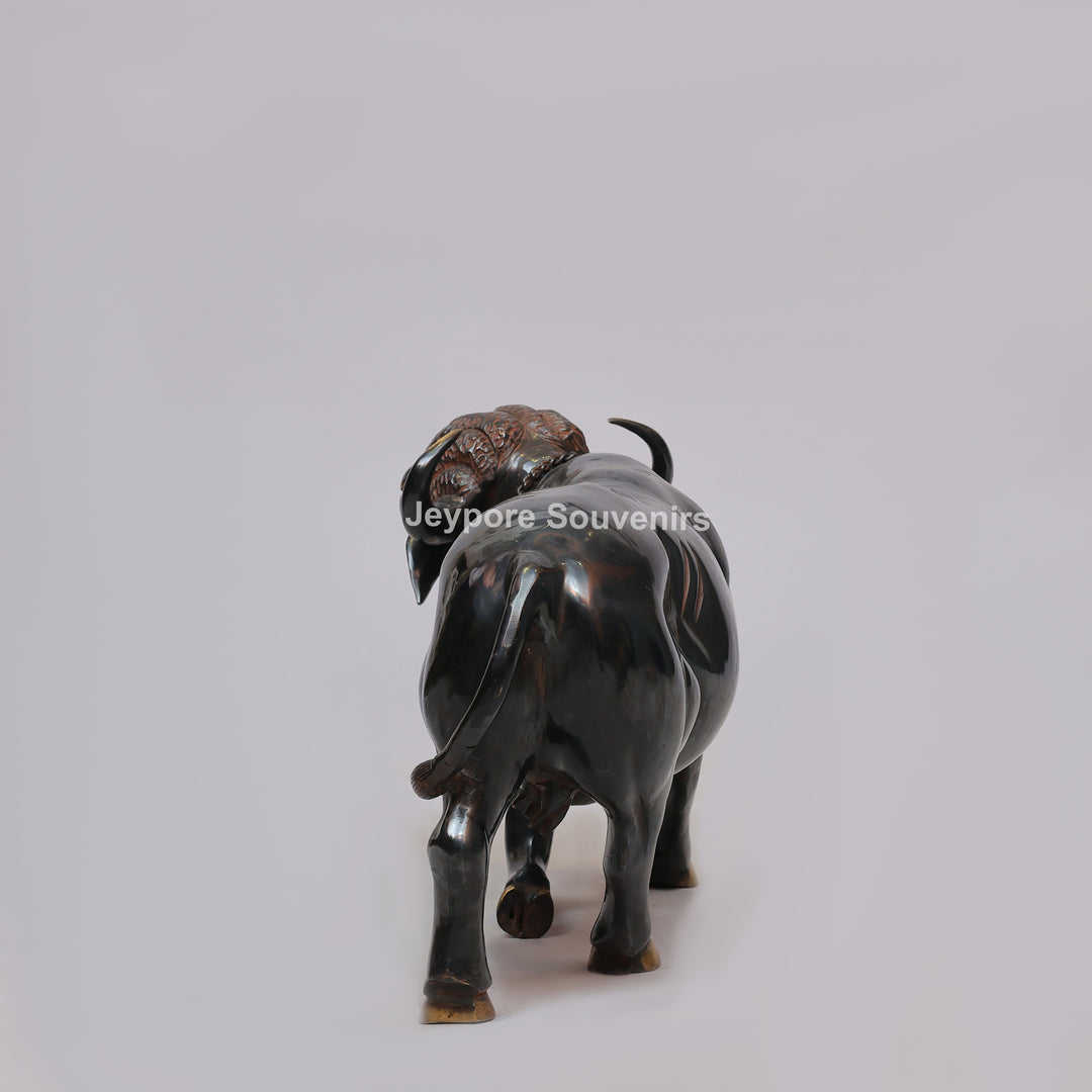 Handcrafted Brass Standing Buffalo Sculpture