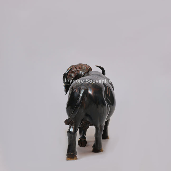Handcrafted Brass Standing Buffalo Sculpture