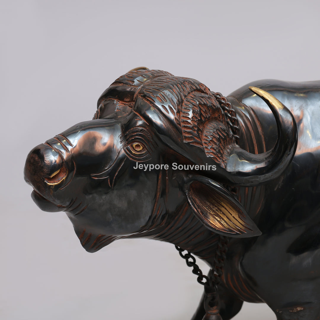 Handcrafted Brass Standing Buffalo Sculpture