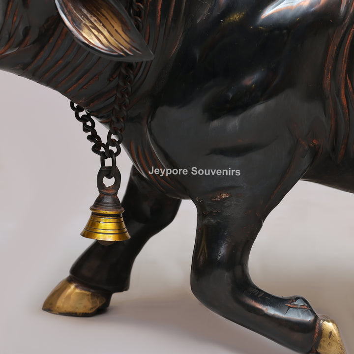 Handcrafted Brass Standing Buffalo Sculpture