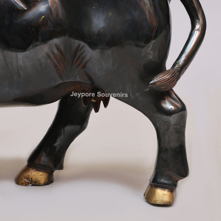 Handcrafted Brass Standing Buffalo Sculpture