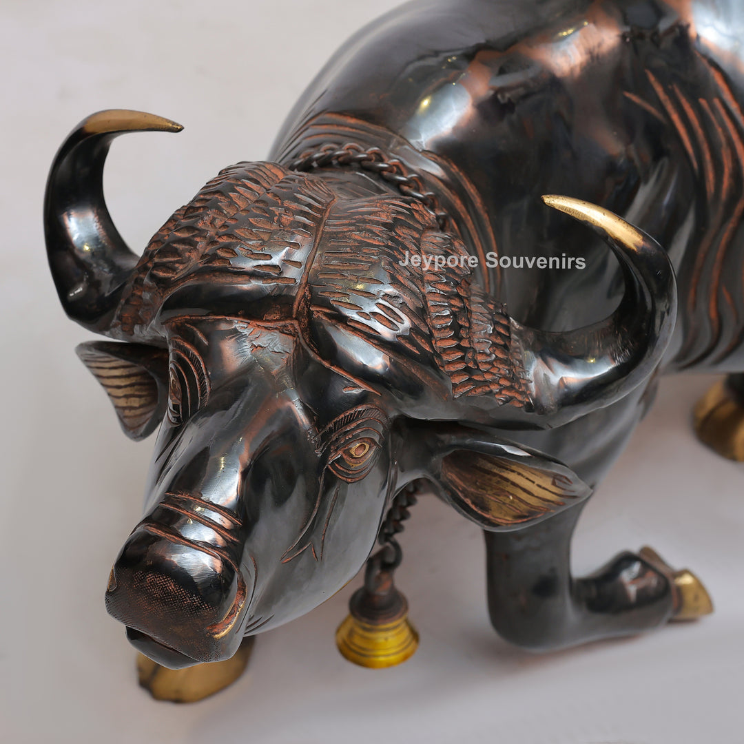 Handcrafted Brass Standing Buffalo Sculpture