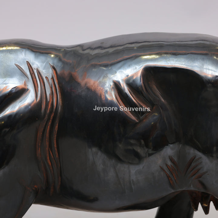 Handcrafted Brass Standing Buffalo Sculpture