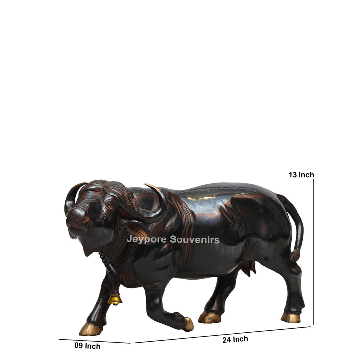 Handcrafted Brass Standing Buffalo Sculpture