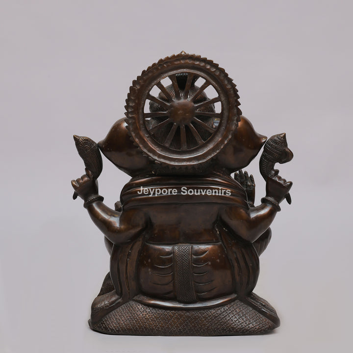 Handcrafted Seated Lord Ganesh Ji Statue with Mushika