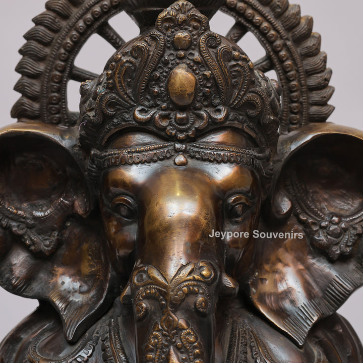 Handcrafted Seated Lord Ganesh Ji Statue with Mushika