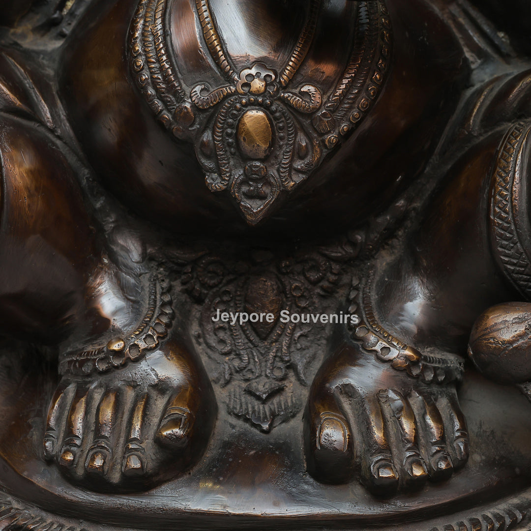Handcrafted Seated Lord Ganesh Ji Statue with Mushika