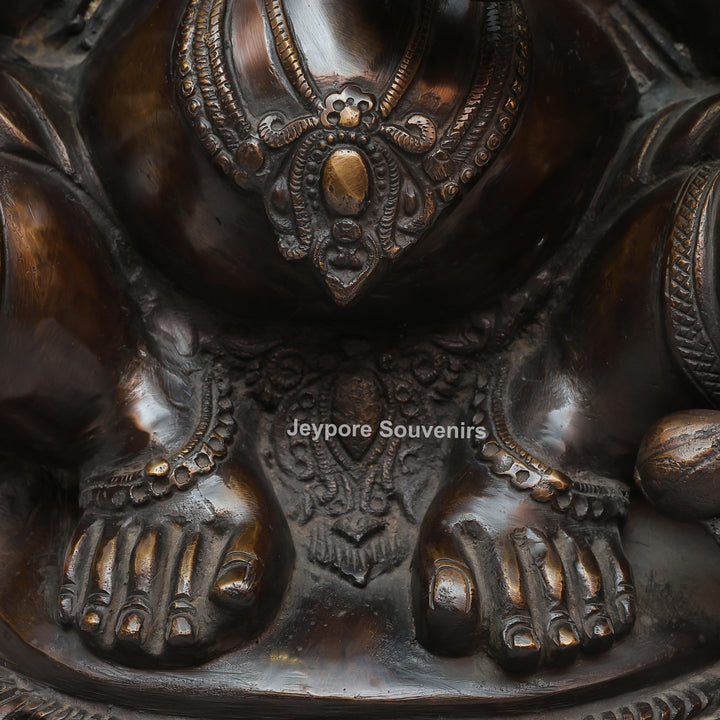 Handcrafted Seated Lord Ganesh Ji Statue with Mushika