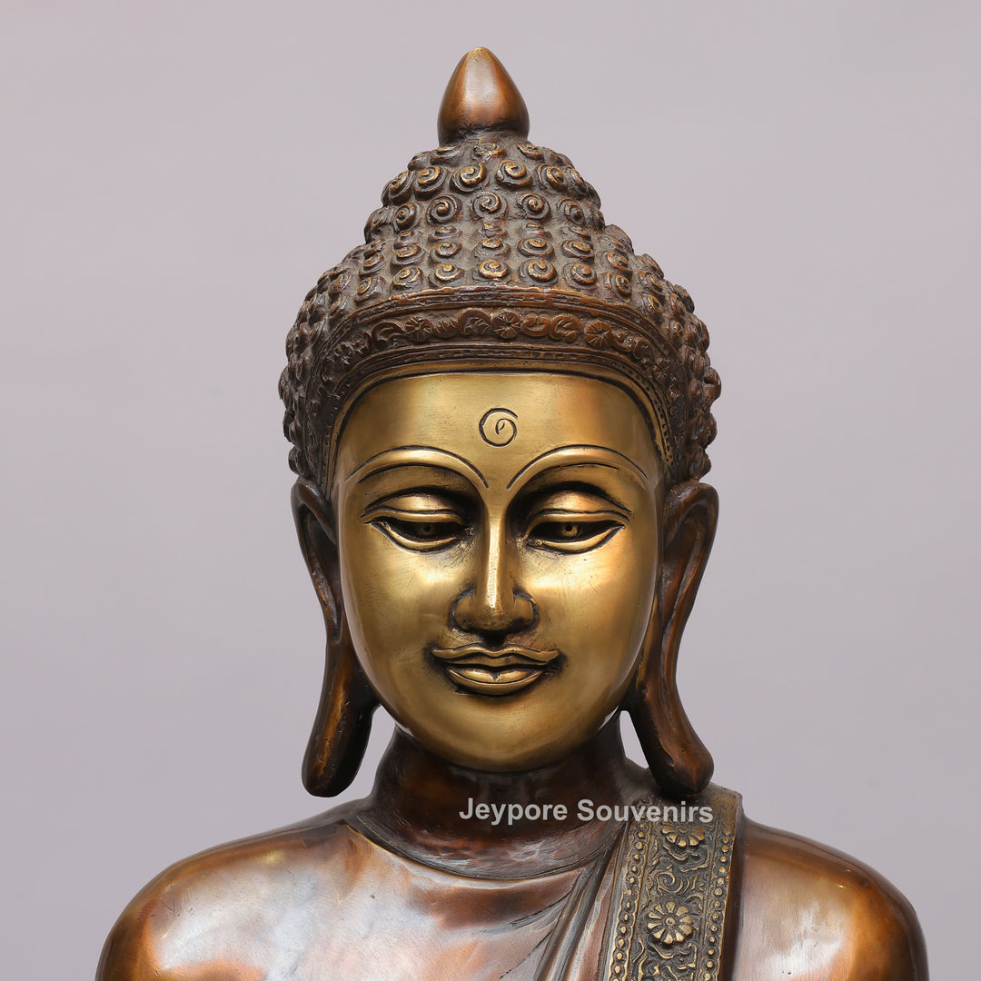 Handcrafted Large Brass Standing Buddha Statue