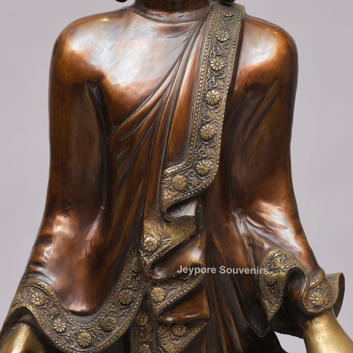 Handcrafted Large Brass Standing Buddha Statue