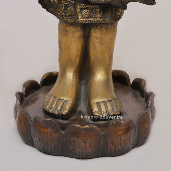 Handcrafted Large Brass Standing Buddha Statue